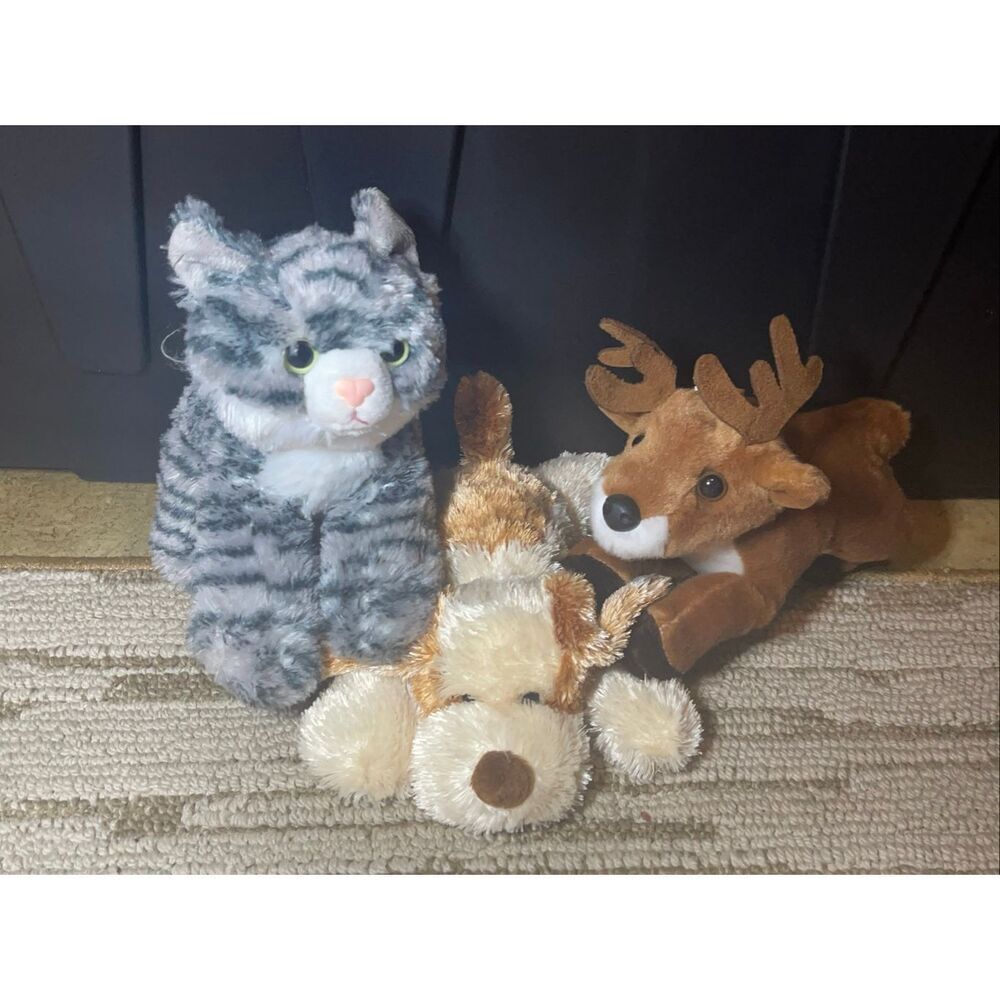 Aurora Mini Flossie Lot of 3 Deer Kitty Puppy Stuffed Plush Animal - Picture 7 of 10